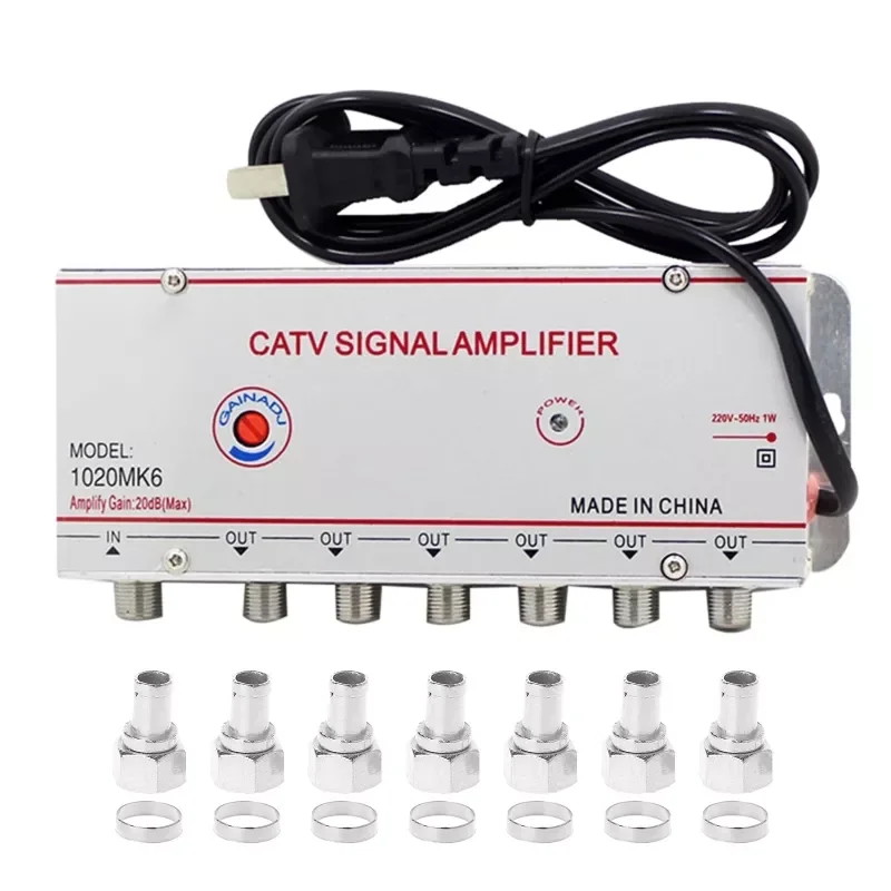 

Professional TV Box Signal Booster 6 Ways 20DB Antenna Signal Amplifier Splitter Low Power Consumption