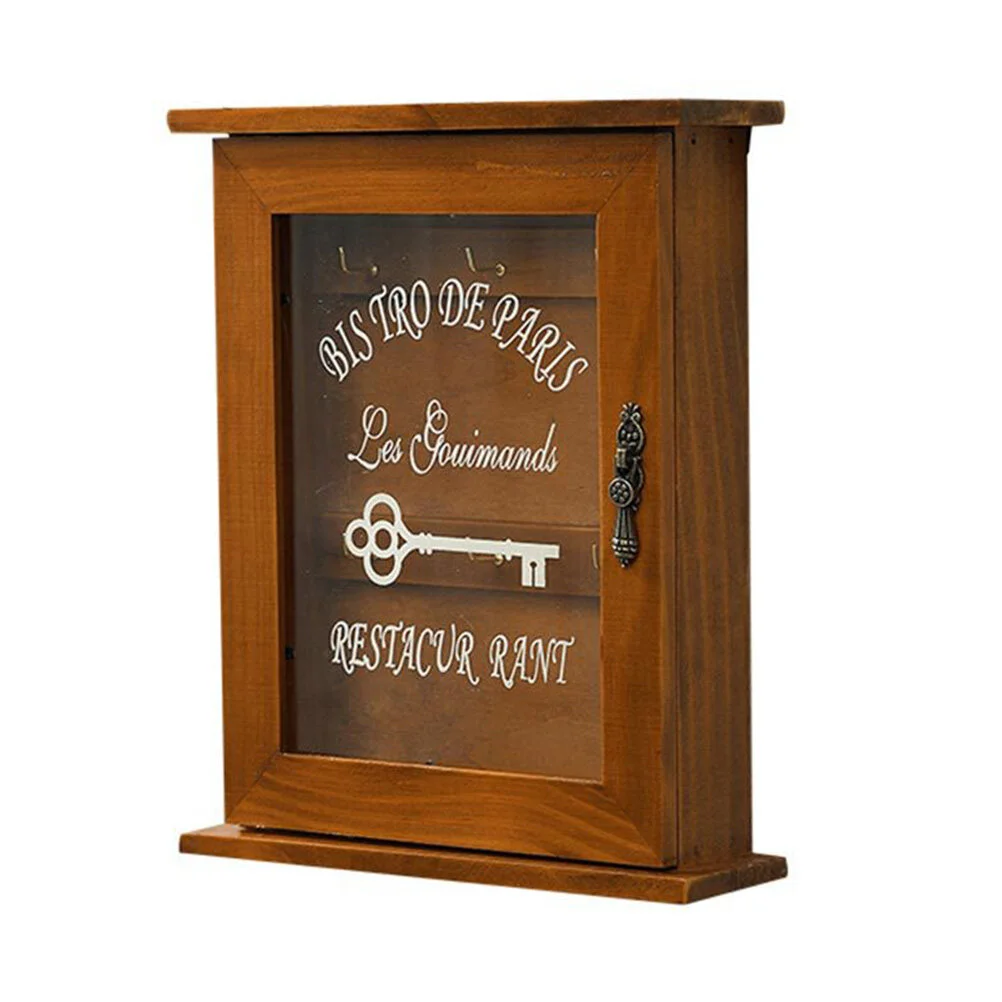 

Key Brown Storage Bins Retro Wooden Wall-mounted Case Entry Door Adornment Home Vintage