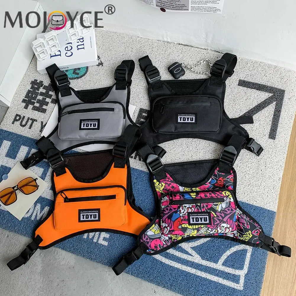 

Нагрудная сумка из ткани «Оксфорд» в стиле унисекс, портативная дорожная многослойная сумка на молнии, жилет, Повседневная универсальная о...