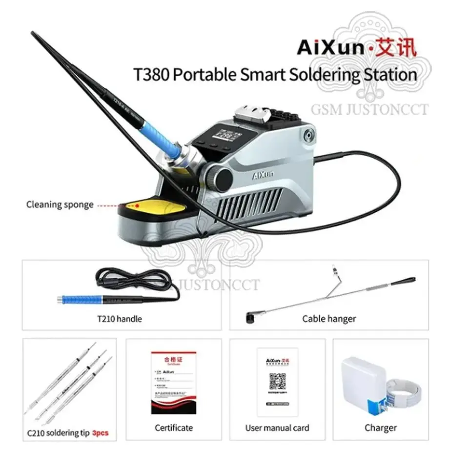 JC AIXUN 80 Вт T380 портативная интеллектуальная сварочная станция для C210/T115 ручка