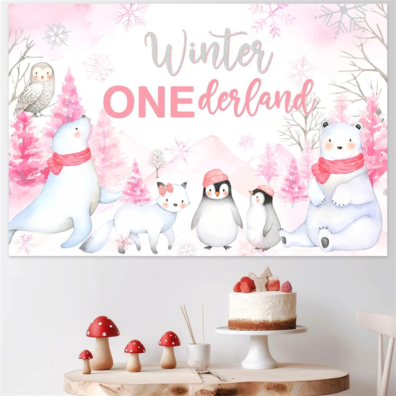 Фотофон с полярными животными пингвин кошка птица зима одна кожа для девочек