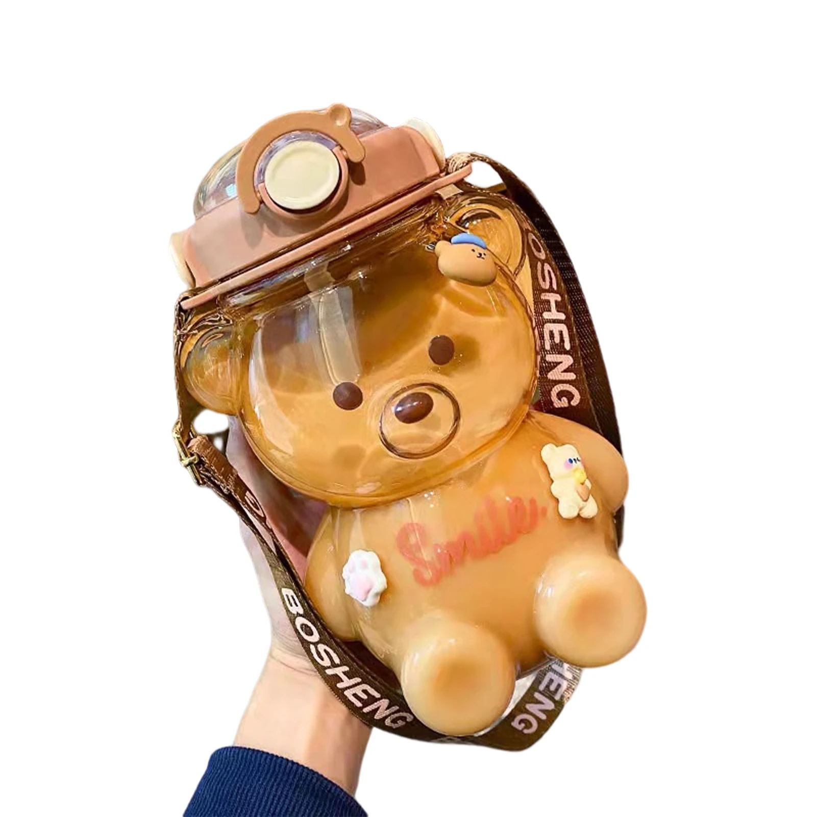 

1000 мл модная детская бутылка для воды с пивом кавайный Медведь Путешествия через плечо школьная с соломинкой студенческий мультяшный портативный милый