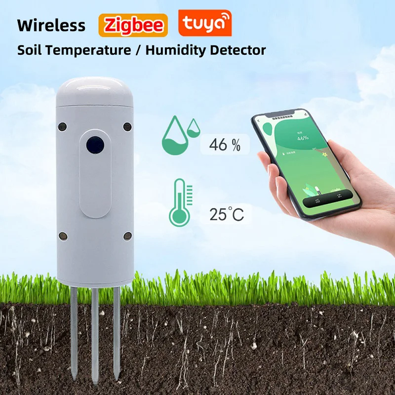 

Tuya Zigbee Wireless Soil Moisture Meter Temperature Humidity Tester Plant Monitor IP67 Waterproof Detector for Garden Planting