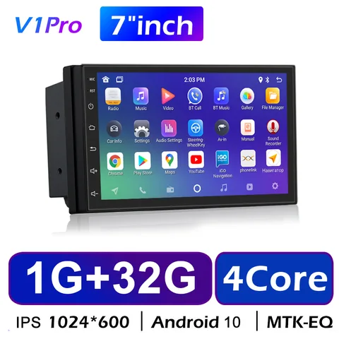 Автомагнитола на Android 10, универсальный мультимедийный видеоплеер с 7 "экраном, GPS, для Volkswagen, Nissan, Hyundai, Kia, Toyota, типоразмер 2 Din