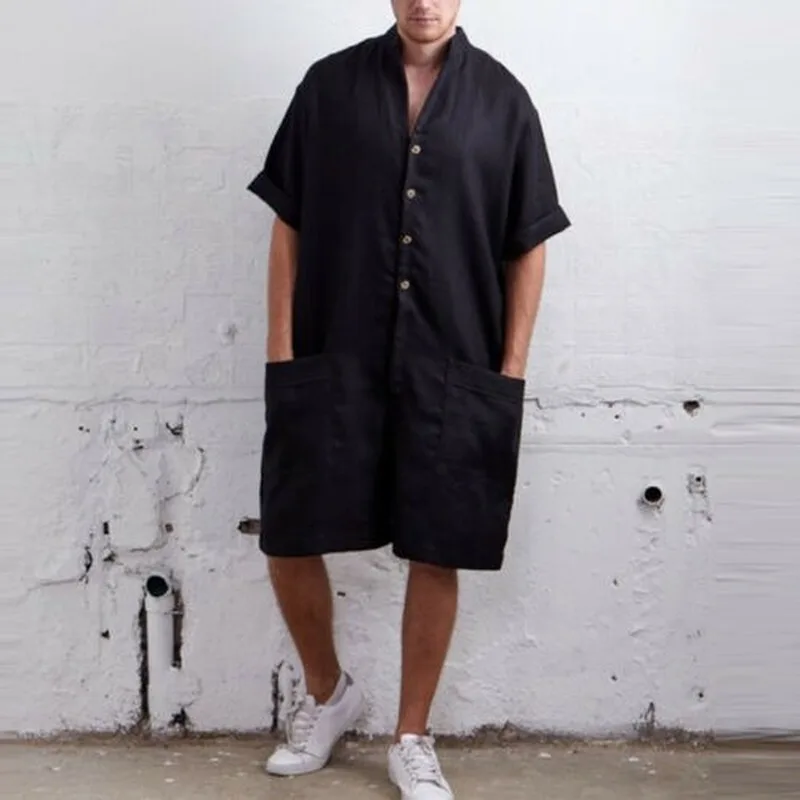 

Top Selling Product In 2022 New Fashion Casual Solid Men's Stand Collar Single-breasted Jumpsuit Men's Sets Men's Clothing
