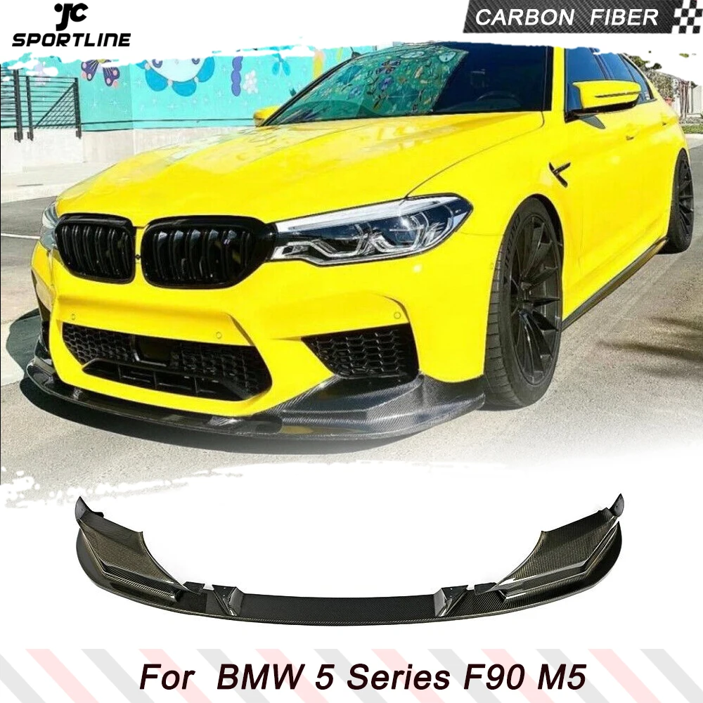 Передний бампер из углеродного волокна, спойлер, разветвители для BMW 5 серии F90 M5 2018-2020, передний бампер, защита Бампера, спойлер для подбородка Передний бампер из углеродного волокна, спойлер, разветвители для BMW 5 серии F90 M5 2018-2020, передний бампер, защита Бампера, спойлер для подбородка