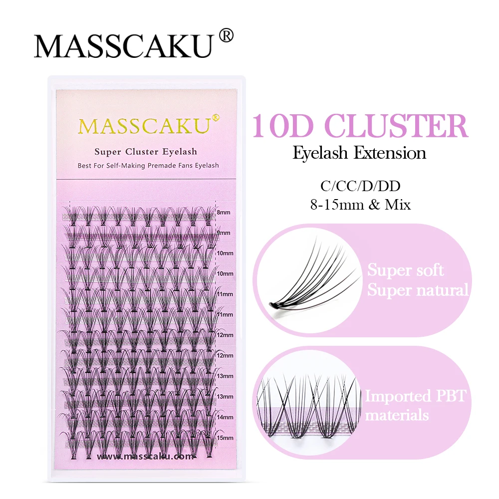 

MASSCAKU Professional Individual Russian Volume Lash Extensions Heat Bonded Stem Clusters Long Lasting Eyelashes for Makeup