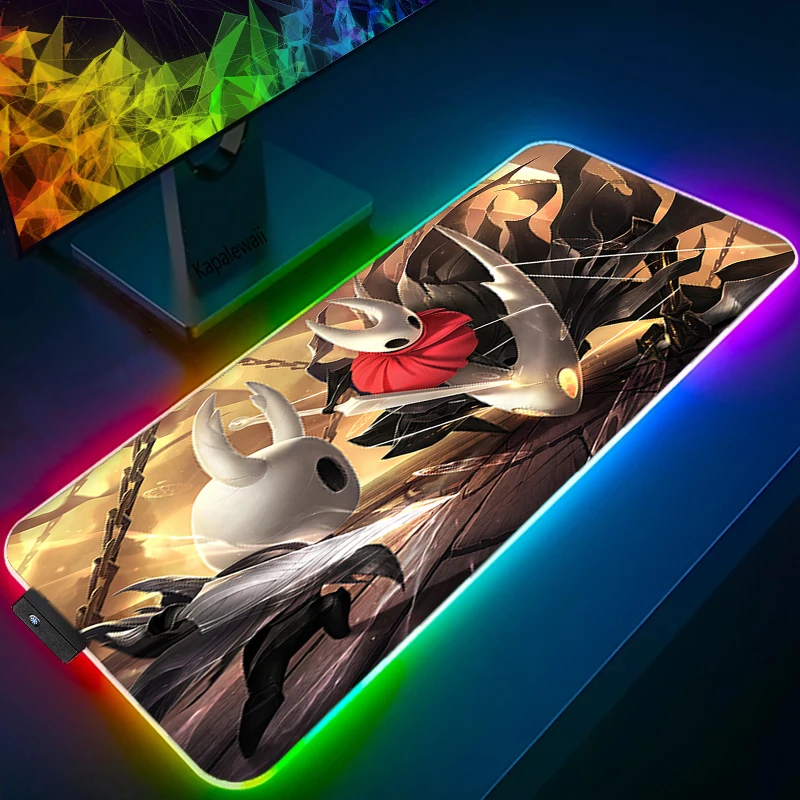 

RGB Hollow Kinght Anime Mouse Pad Computer Mousepad XXL PC Gamer Office Large LED Light Mouse Mat Table Pad Anti-slip Desk Mat
