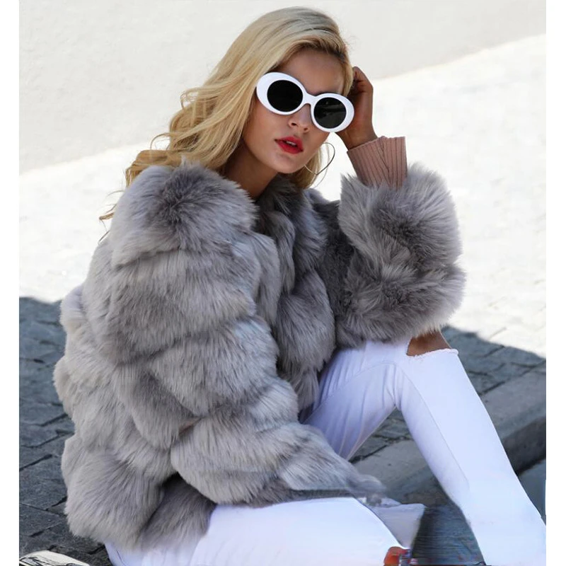 2022 New Fashion Fox Fur Imitation Fur Coat Women's Korean Warm Fitting Short Fur Coat Autumn/Winter High Street Faux Fur Coat