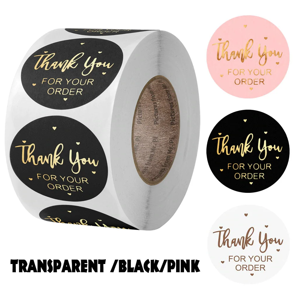 

THANK YOU sticker for envelope sealing labels sticker black pink transparent gold sticker stationery supply