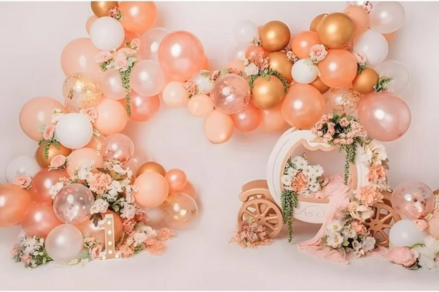 

Baby First Birthday Newborn Portrait Girl Boy Cake Smash Balloon Flowers backdrop party background