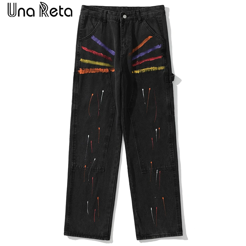

Una Reta высокие мужские джинсы стрит-стайл Новое поступление хип-хоп Красочные принты мужские брюки джинсовые уличные джинсы хараюку мужские ...