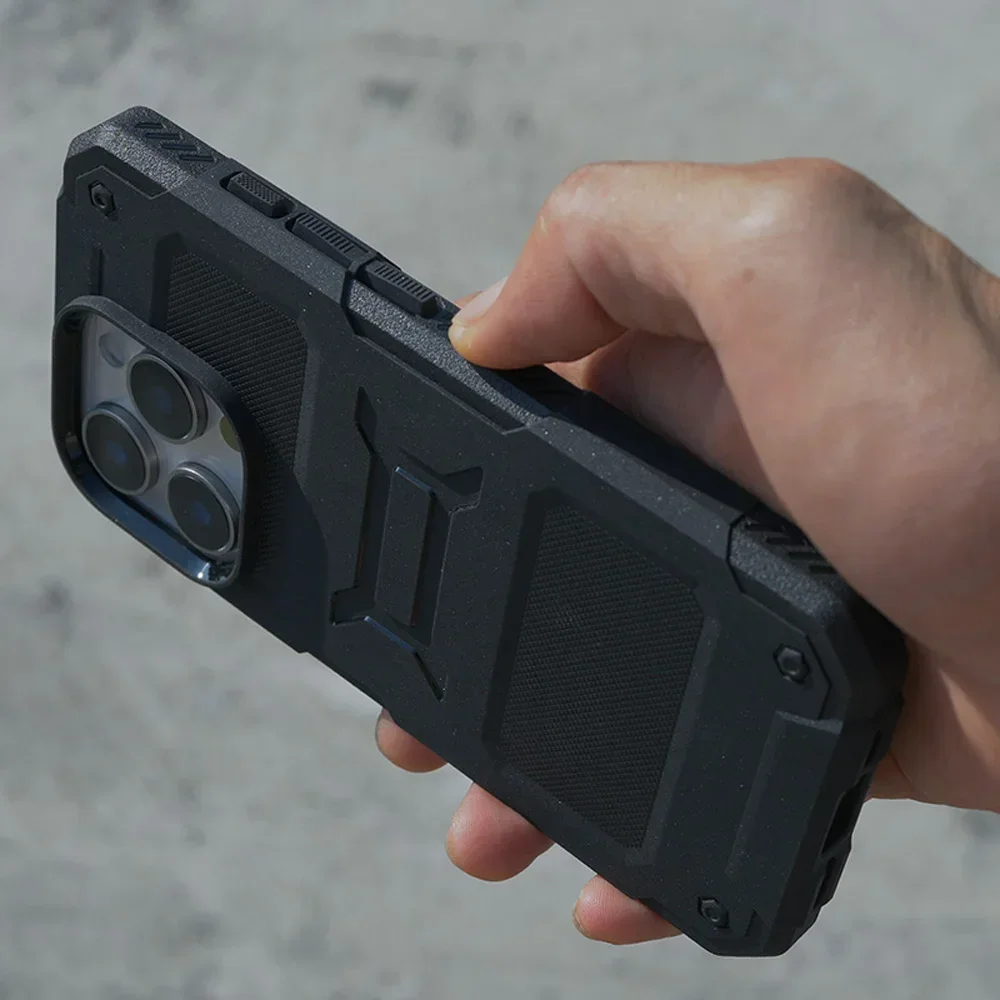 Фото Прочный противоударный защитный чехол FATBEAR в стиле милитари для iPhone 16, Pro Max Plus, магнитная версия Fundas №2