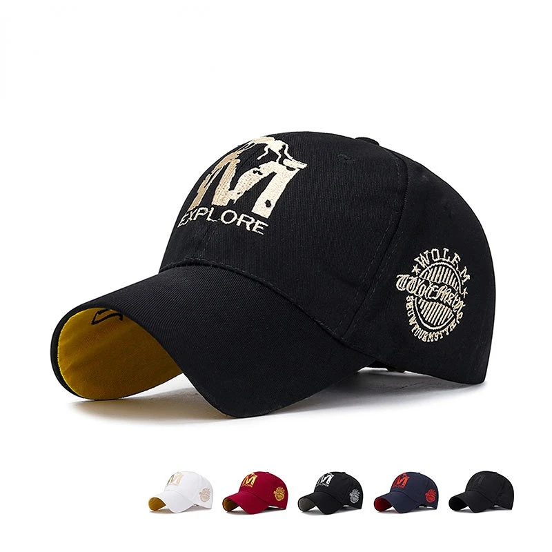 

Letter M Wolf Embroidered Baseball Cap for Men Women Adjustable Cotton Summer Snapback Caps Streetwear Hip Hop Sun Dad Hat 2022