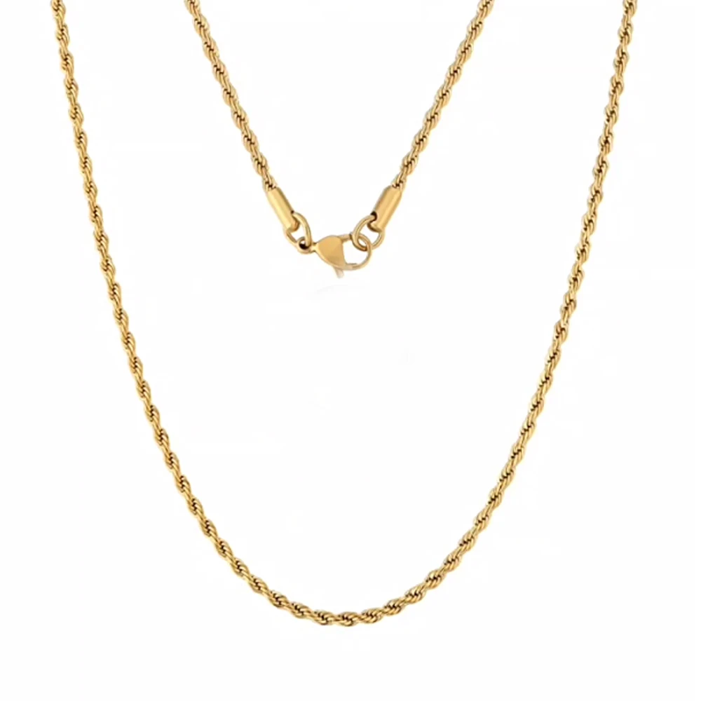 

Модное универсальное ожерелье унисекс из нержавеющей стали с вакуумным покрытием и позолотой 18 карат, бесплатная доставка, 2 мм-6 мм