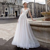 monica delicate wedding dress perspective v neck tulle appliqu%c3%a9s gorgeous fall new prom bride princess dress vestido de novia