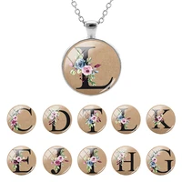 joinbeauty link chain glass dome chain english alphabet pendant necklace gifts for friend cabochon jewelry wholesale 2022 fhw281
