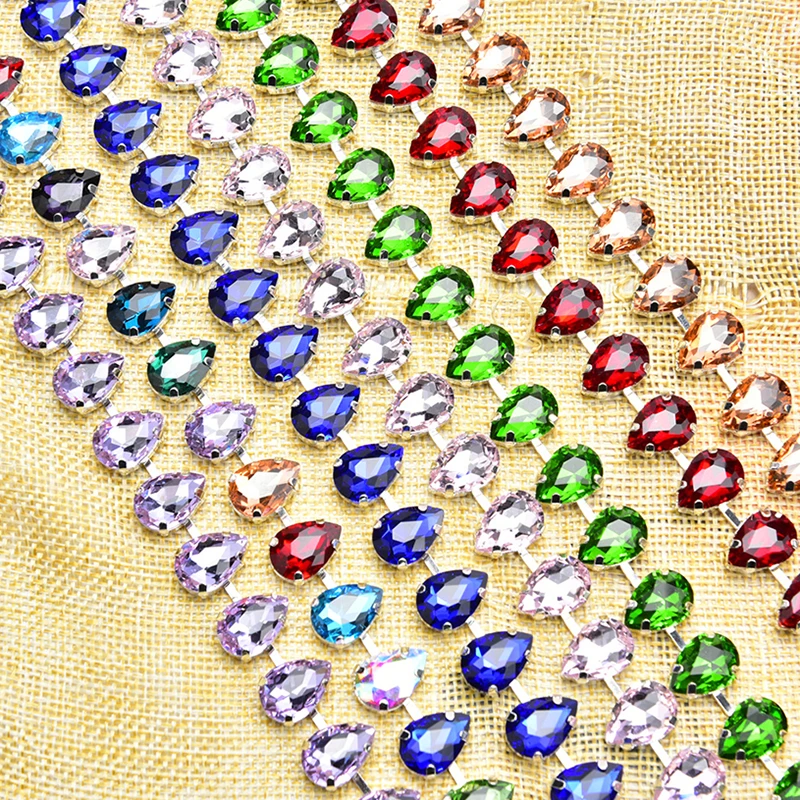 

Цепочка стеклянная в виде капли, 10 х14 мм, 1 ряд