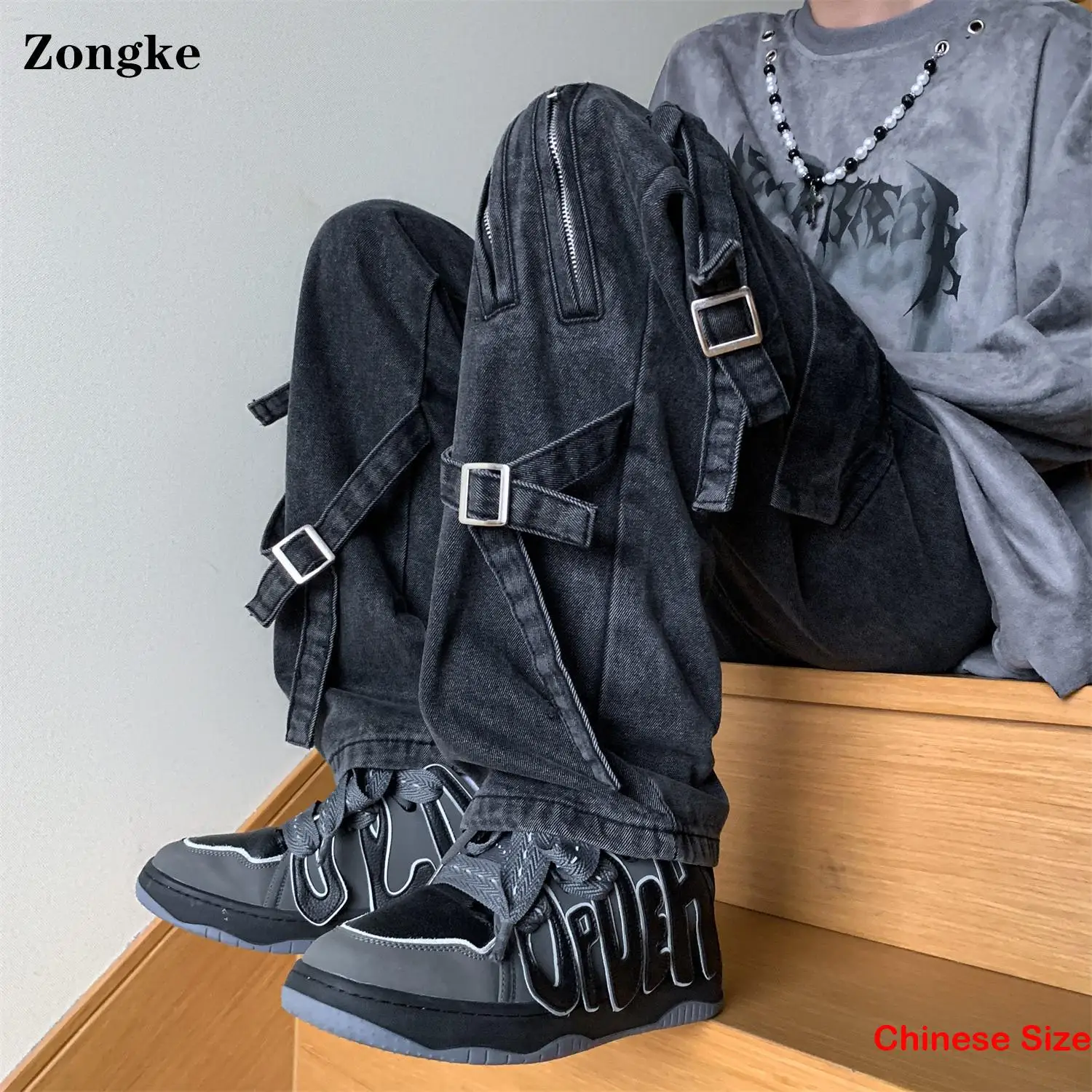 

Zongke Solid Jeans For Men Pant Clothings Straught Jeans For Man Street Wear Chinese Size 5XL 2023 Spring New Arrivals