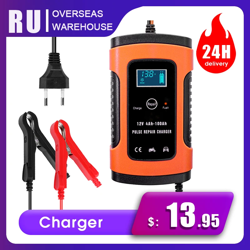

12V 5A LCD Smart Fast Car Battery Charger for Auto Motorcycle Lead-Acid AGM GEL Batteries Intelligent Charging 12 V Volt 6 A