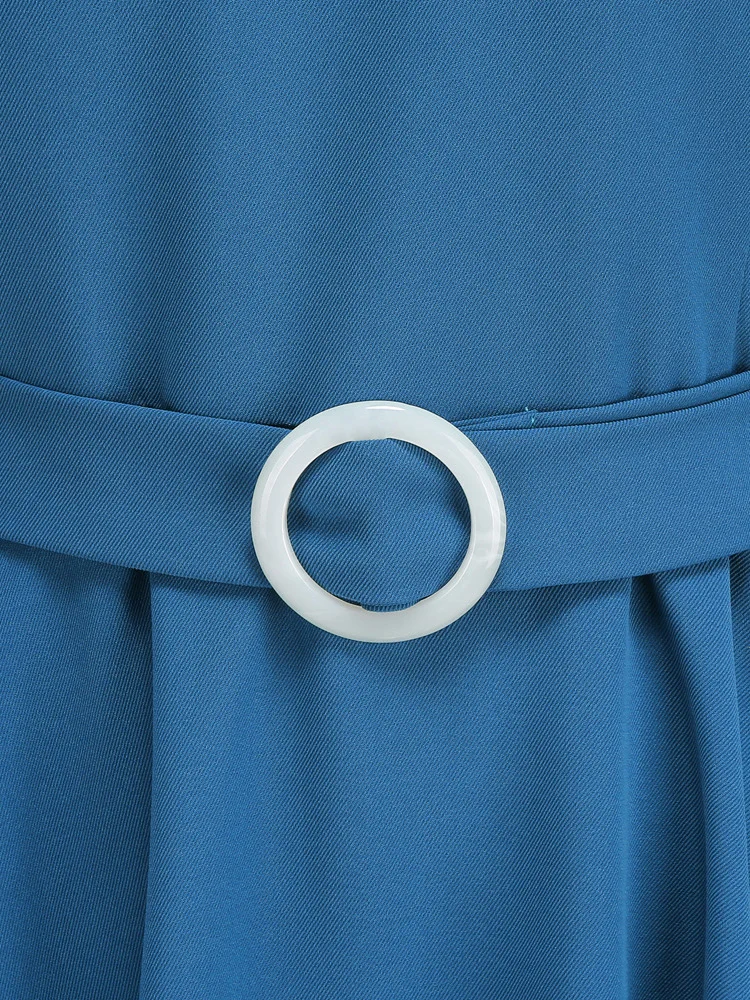 Женское винтажное платье с коротким рукавом Tonval длинное синее в стиле 50-х