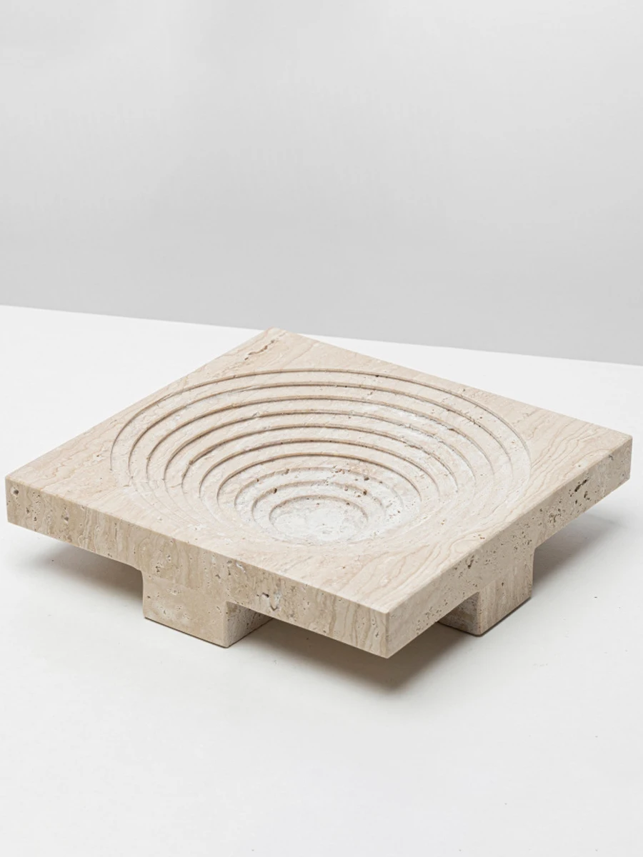 Поднос для хранения из желтого травертина минималистичный средневековый