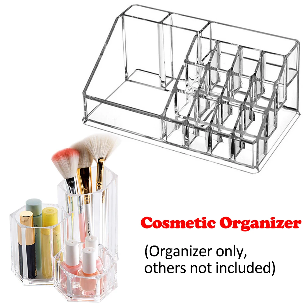 

Clear Cosmetic Plastic 3 Slot Makeup Display Rack Lipstick Storage Jewelry Eye Brush Lip Gloss Holder Transparent Organizer