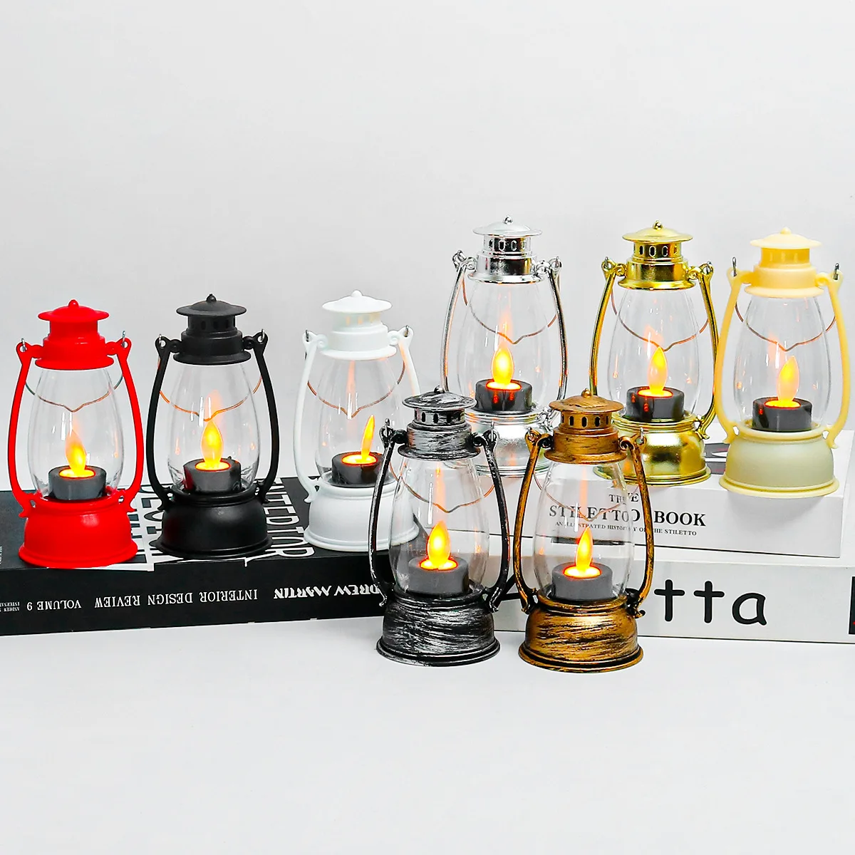 

Led Retro Candle Lamp Christmas Small Oil Table Lamp Portable Nightlight Plastic Lantern Ornaments Retro Decoration