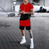 2022 summer new round neck mens short sleeved t shirt loose casual mens shorts fashion urban mens suit