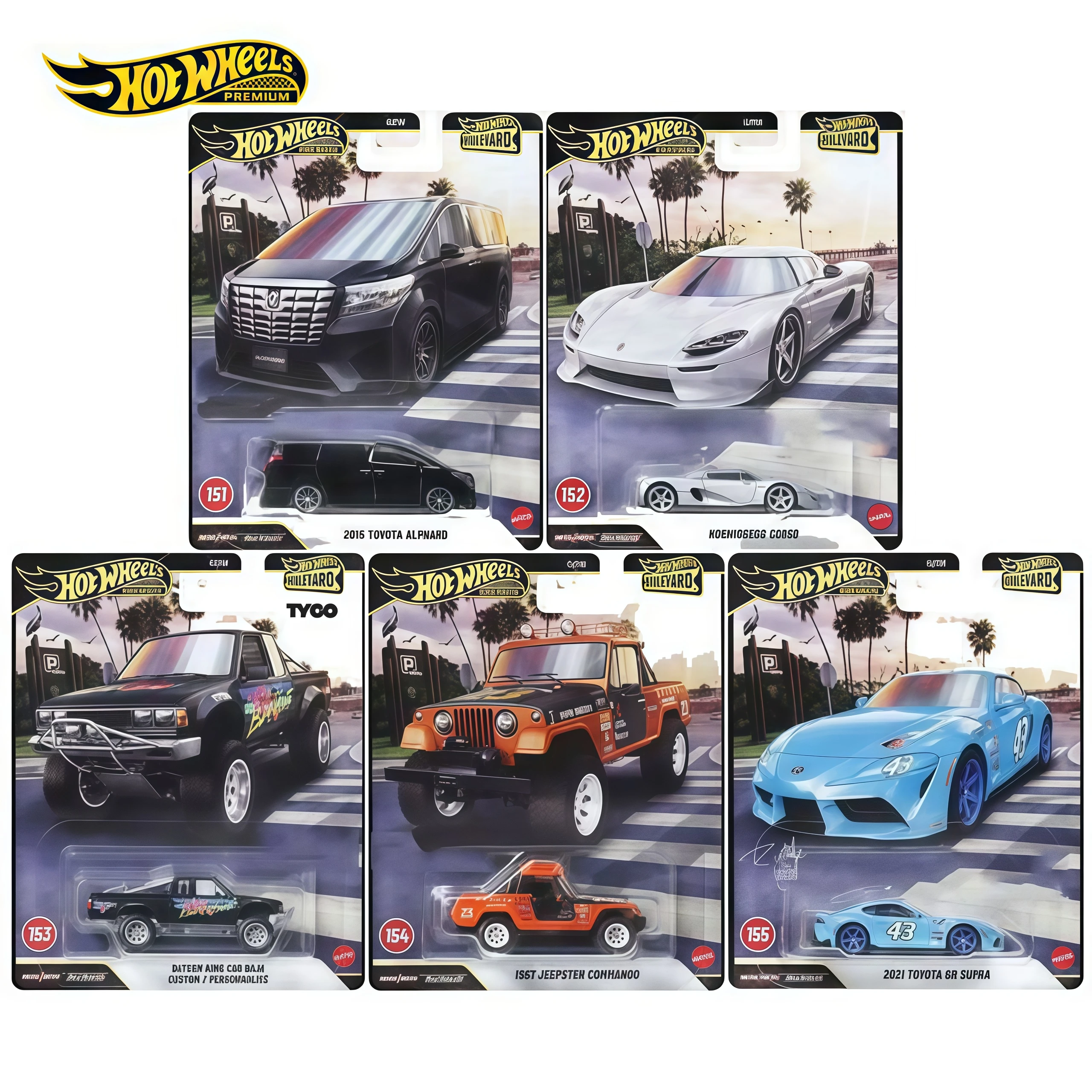 Фото Коллекционные модели автомобилей Hot Wheels Premium Boulevard 1:64: Toyota, Koenigsegg, Supra, Jeep — игрушки для мальчиков №1