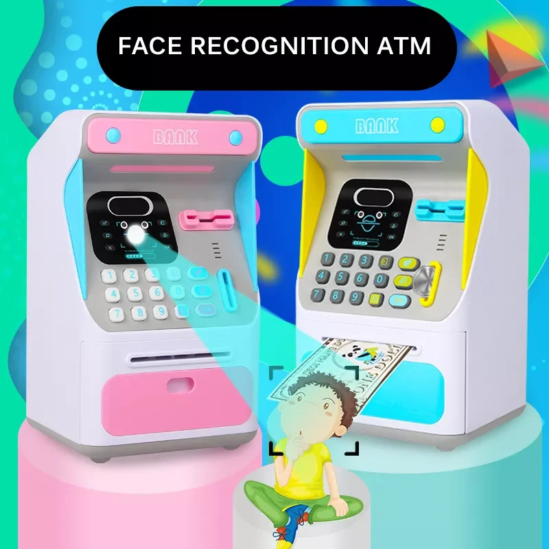 

Electronic Piggy Bank Auto Scroll Paper Banknote Money Boxes ATM Machine Cash Box Simulated Face Recognition Gift for Kids