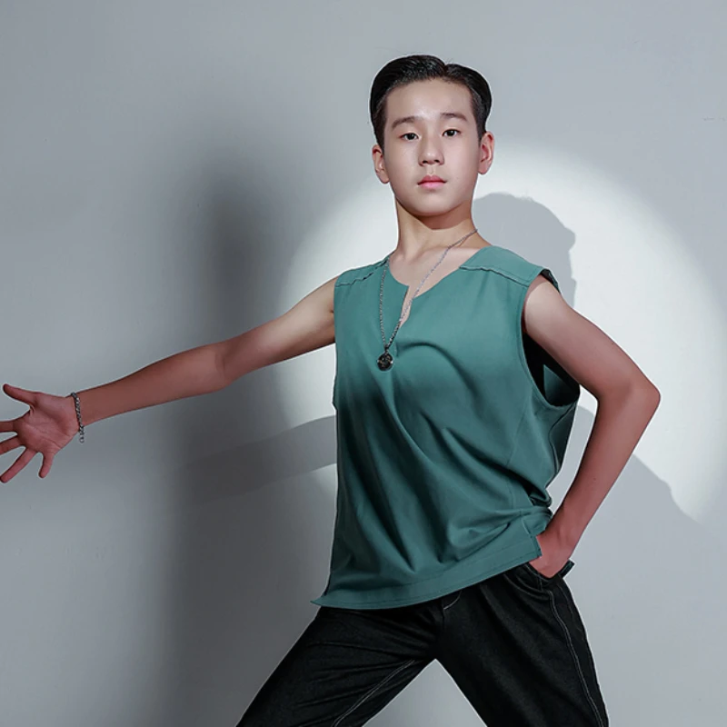 Танцевальные топы без рукавов DAS462 для мужчин и детей латиноамериканских танцев