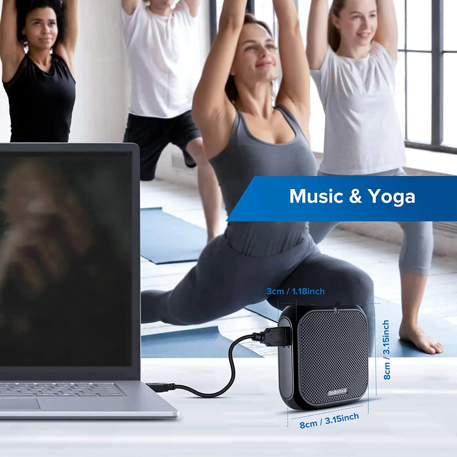 Портативный усилитель голоса Rolton мегафон с микрофоном громкоговоритель