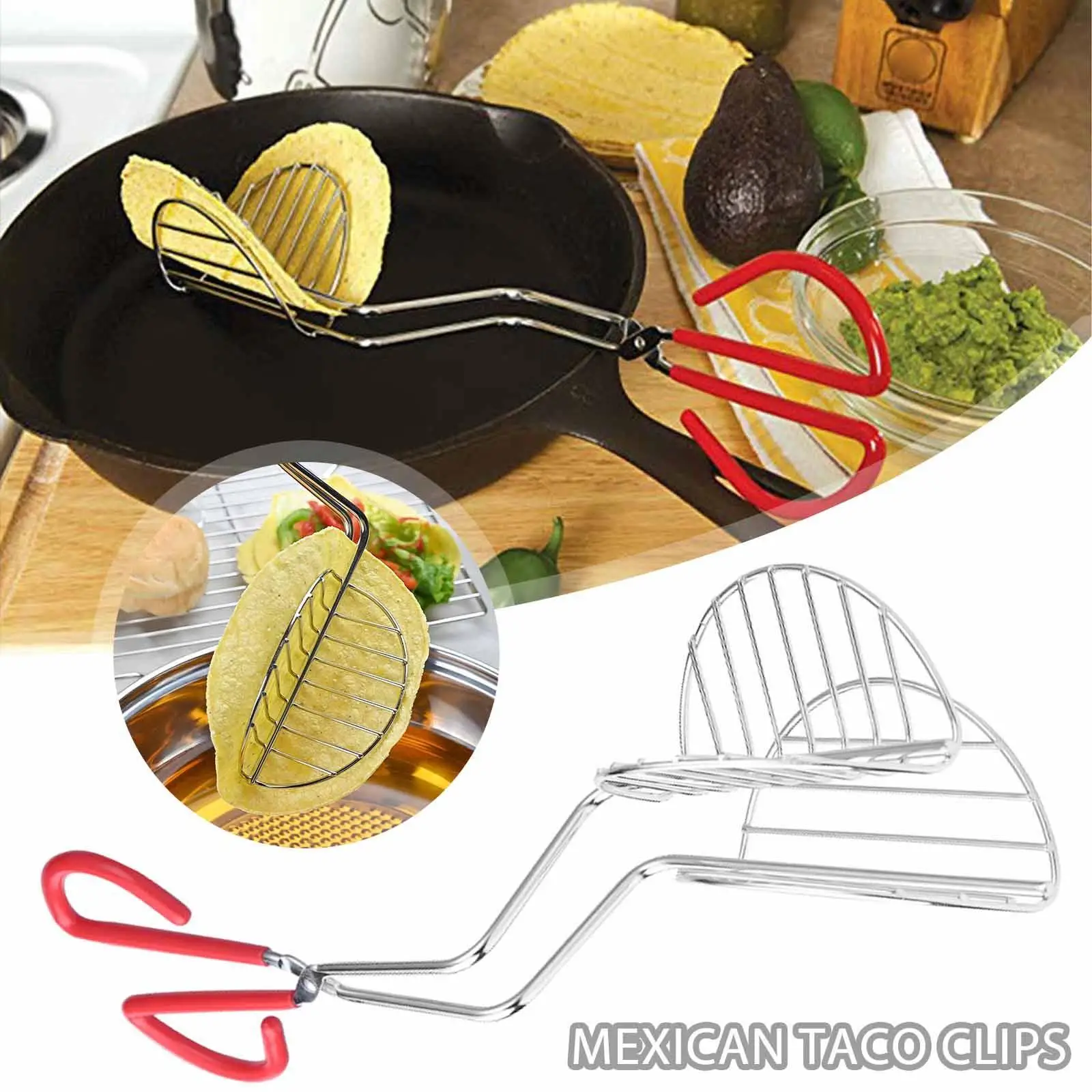 

Новинка, щипцы для фритюрницы Taco в виде ракушек, стальные кухонные инструменты, креативный зажим для еды, прочный кухонный инструмент для вы...