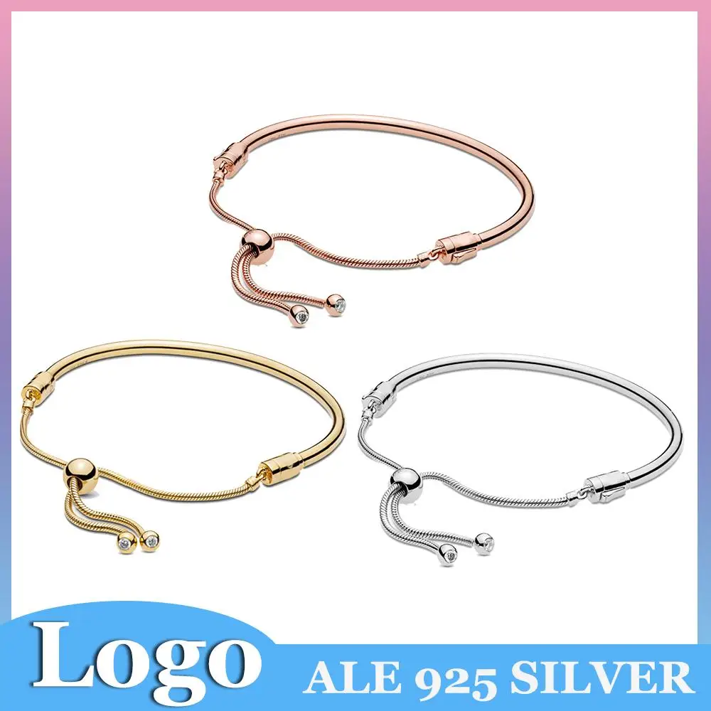 

925 Sterling Silver Sparkling Snake Bone Bracelet Adjustable Women Adjusted Bracelets Ladies Gifts Fits Pandora Bracelet Charms