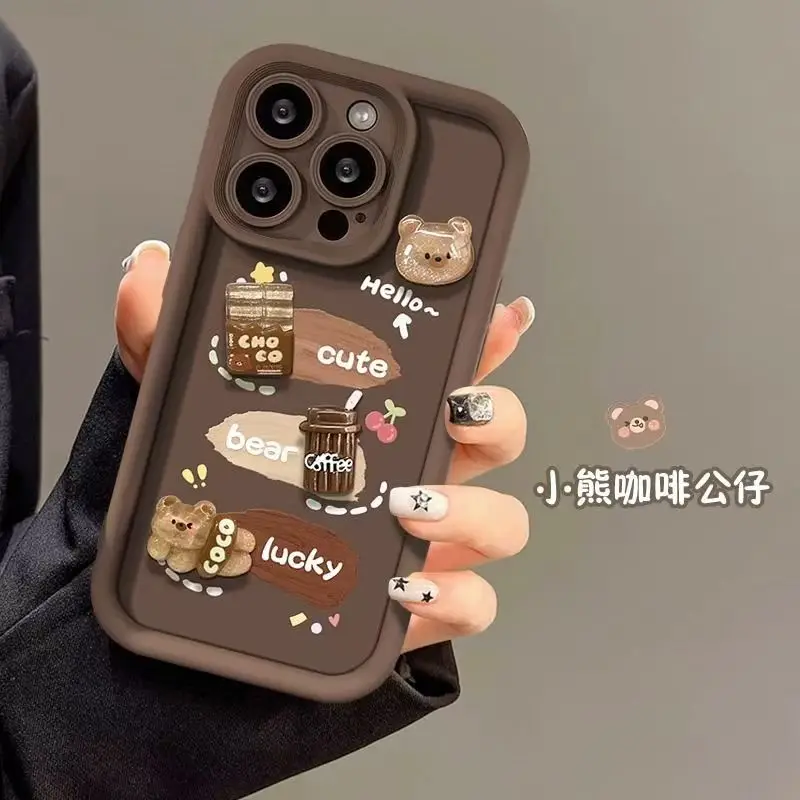 Фото Чехол для телефона 3D Bear Coffee для Honor X7C X9C Smart X8C X8B X7B X6B X5B X8A X7A X6A X8 X7 X6 Magic 5 6 7 90 Lite, матовый чехол из ТПУ №3