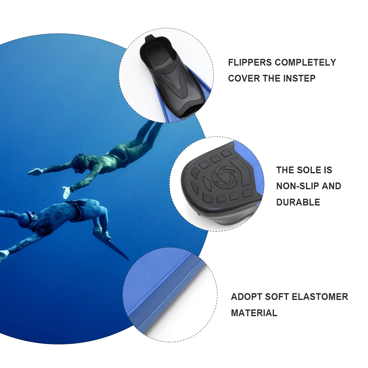 

1 Pair Swimming Fins Diving Pin Swim Foot Flipper Water Sports Training Tool for Swimming Diving (Blue 5.5-6 36-37)