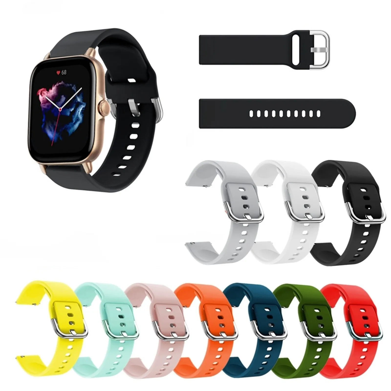 

Ремешок силиконовый для наручных часов, мягкий спортивный браслет для смарт-часов, подходит для Huami Gts 3 20 мм