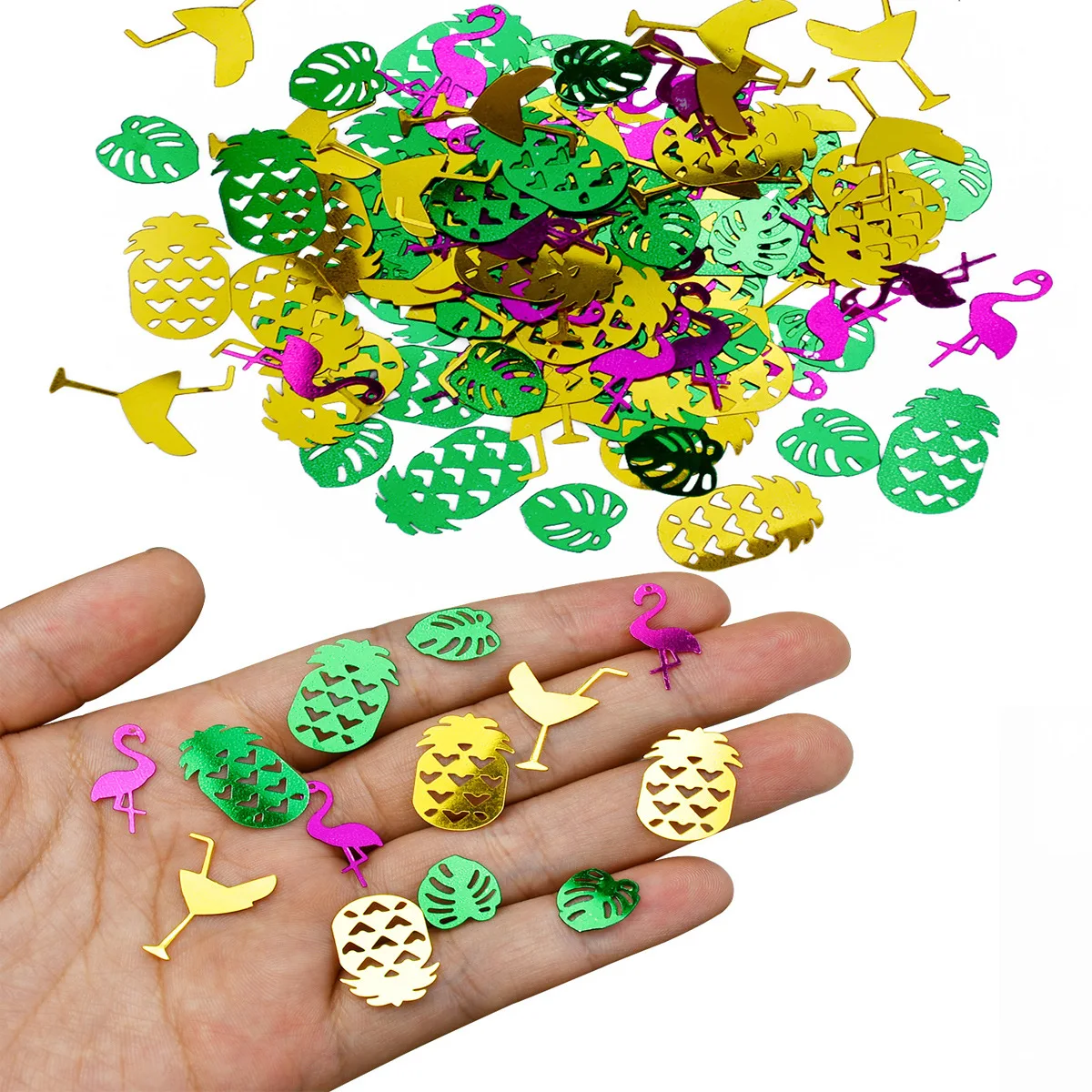 

Hawaii Aloha Theme Party Confetti Flamingo Pineapple Tropical Plant Coconut Tree Sequin Happy 2023 Summer Birthday Parti Decor