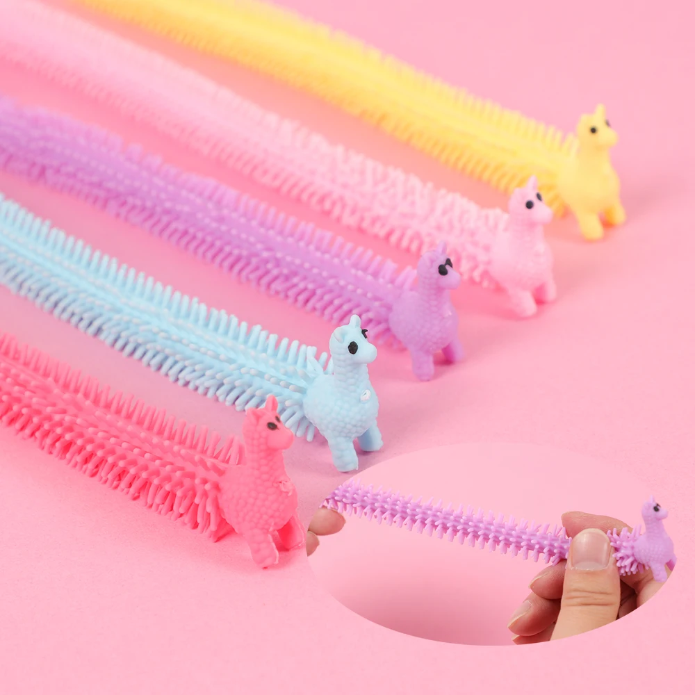 

5Pcs Funny Alpaca Pull Worm Noodle Fidget Toys Stretch String TPR Rope Anti Stress for Kids Birthday Party Favors Pinata Fillers
