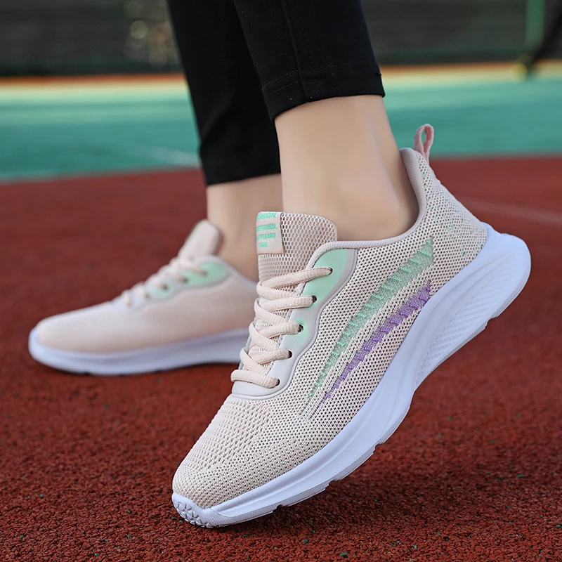 Ladies Sneakers Mesh Breathable Outdoor Fitness Sneakers Women Lightweight Training Sneakers Ladies Gym Jogging Shoes