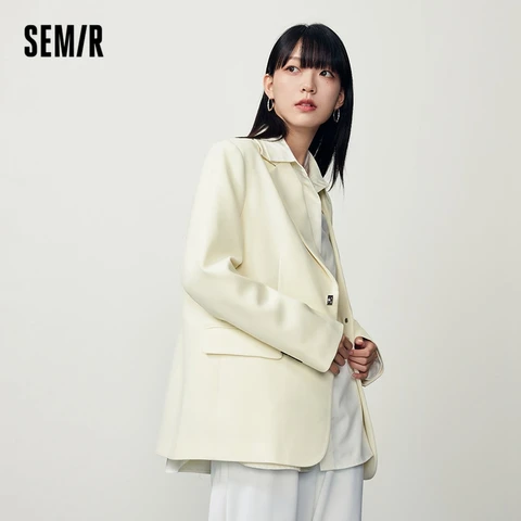 Куртка Semir Женская Осенняя однотонная, универсальный Модный повседневный костюм средней длины, свитер для женщин, 2023