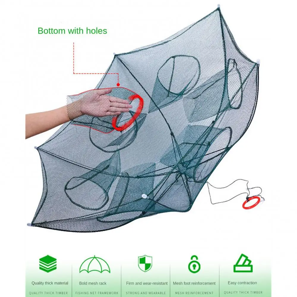 

Портативная нейлоновая рыболовная сеть с 6 отверстиями, автоматическая складная ловушка для ловли рыбы, ловушка для рыб, креветок, гольянов, крабов, сетка для заброса