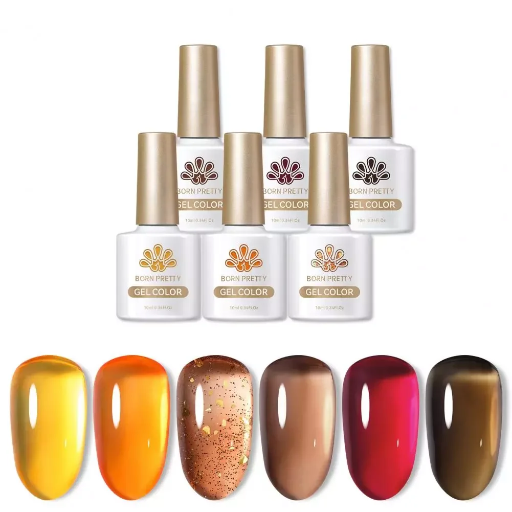 

NEW2023 Nail Art Gel 6Pcs Fashion High Gloss Shine Professional Curing Needed UV Extension Glue Nail Art Tools