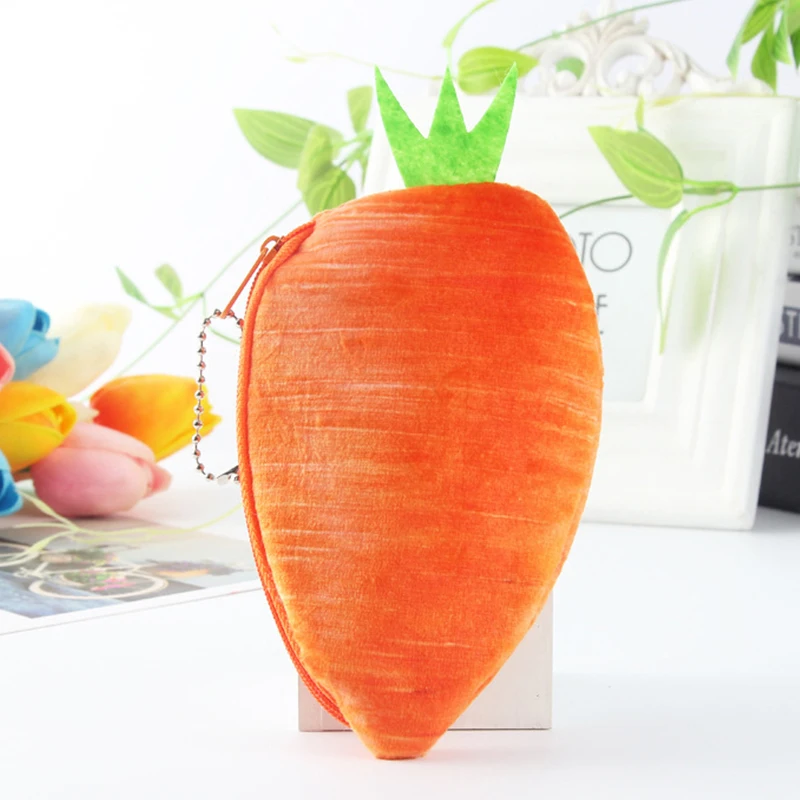 Creative Plush Mini Wallet Cute 3D Vegetable Simulation Coin Purse Headphone Small Wallet Women Bag Accessories Key Storage Bag