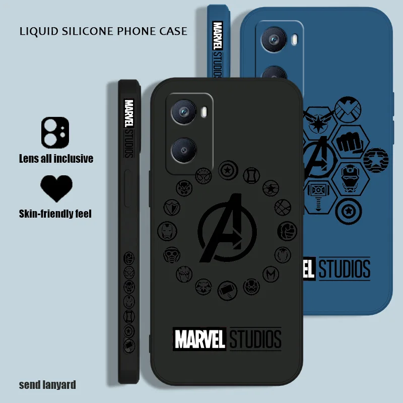 Логотип Marvel Мстители для OPPO A53S A52 A33 A32 A31 A16S A12 A11S A9 A5 F21 F11 2020 Pro, жидкая левая веревка