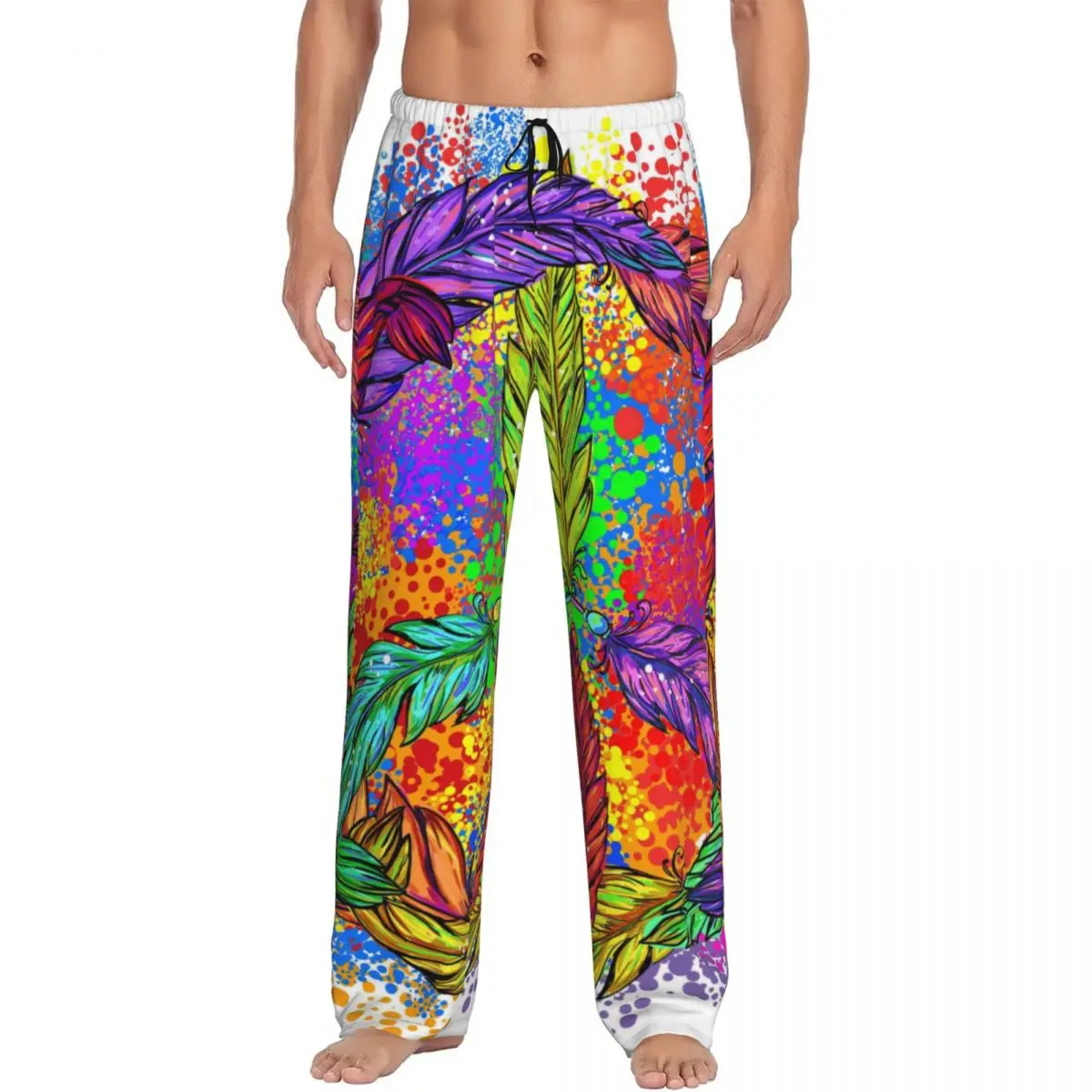 Хиппи перья Бохо мир и любовь Мужская Повседневная Пижама штаны для сна гостиная