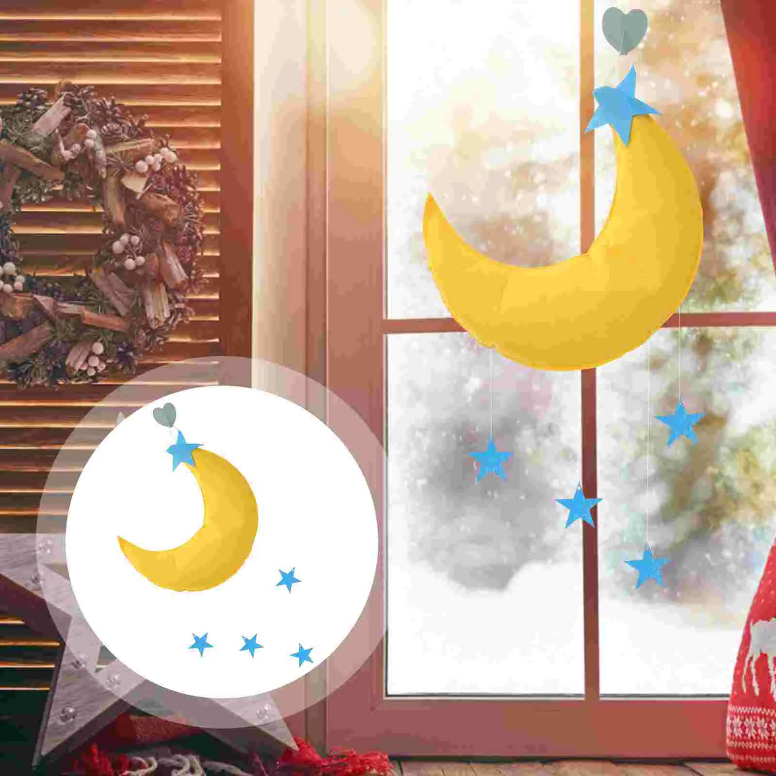 

Hanging Star Baby Decor Crib Nursery Pendant Decoration Mobile Ceiling Moon Wall Felt Room 3D Decorations Hangings Party Cloud