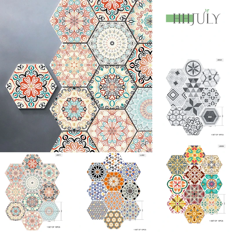 10 шт. наклейки на плитку антискользящие шестигранные |