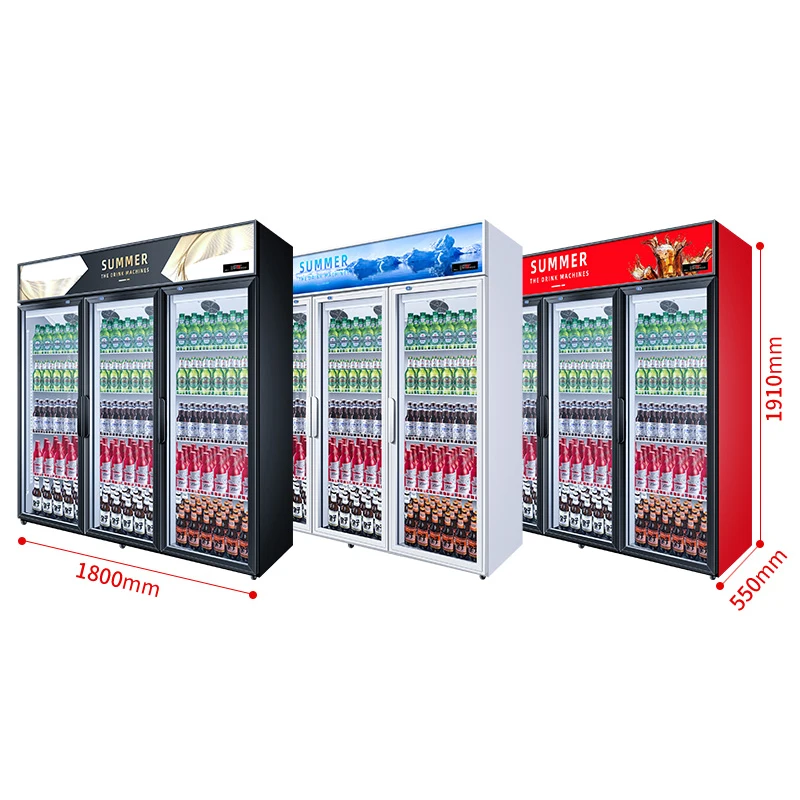 

Commercial Supermarket Vertical Fresh-Keeping Copper Tube Refrigerated Beverage Display Cabinet Refrigerator Freezer